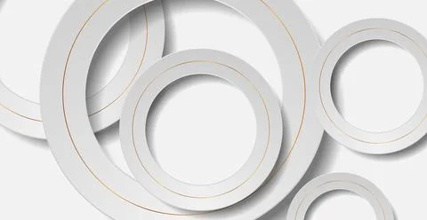 Paper grey layered 3d circles with golden lines abstract concept geometric .. Stock Illustration