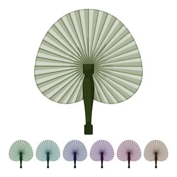 Paper hand fan cartoon vector graphic Stock Illustration