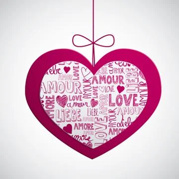 Paper hanging heart Stock Illustration
