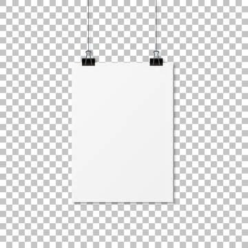 Paper hanging with shadow. Empty paper mockup. Mockup style in vector Stock Illustration
