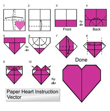 Paper heart instuction Stock Illustration