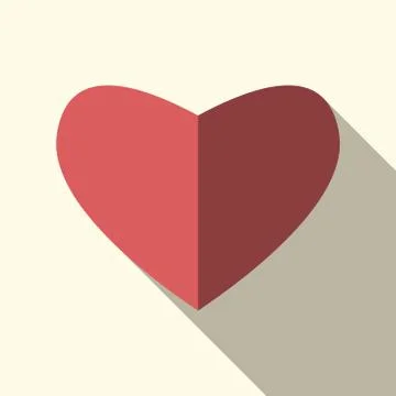 Paper heart, long shadow Stock Illustration