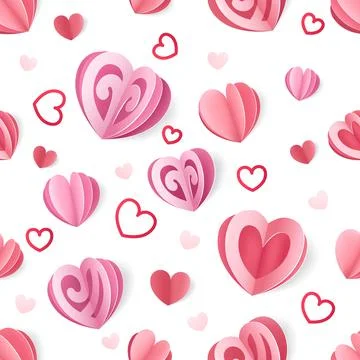 Paper heart pattern. Seamless romantic texture for Valentines and Mothers day Illustrazione stock