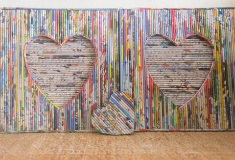 Paper heart texture pattern background for weeding card or valentines's day Fotos Stock