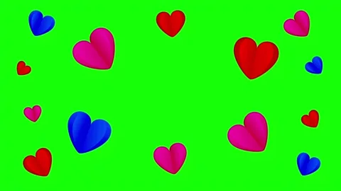 Paper hearts icon loop animation on green screen background Stock Footage 314206016