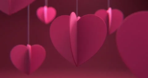 Paper Hearts Loop in a 3D animation Stock Footage 251248171