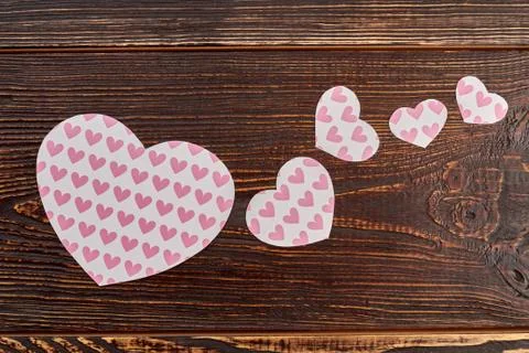 Paper hearts with a pattern of hearts. Stock Photos