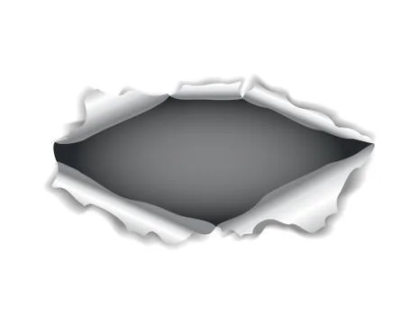 Paper hole. Realistic vector torn paper with ripped edges. Torn hole in the Stock Illustration