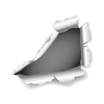 Paper hole. Realistic vector torn paper with ripped edges. Damage paper with Stock Illustration