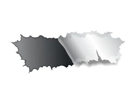 Paper hole. Realistic vector torn paper with ripped edges. Twisted piece of Stock Illustration