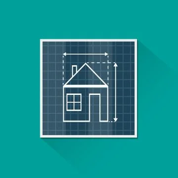 Paper house plan with dimension lines Stock Illustration