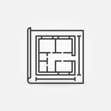 Paper with House Plan outline vector concept icon 스톡 일러스트