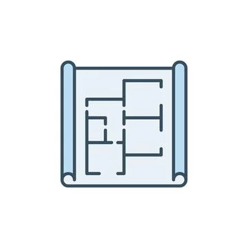 Paper with House Plan vector concept blue icon 스톡 일러스트