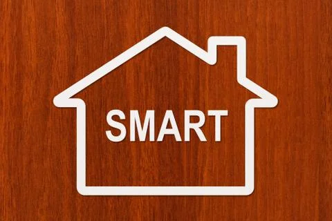 Paper house with smart text inside. Housing, family concept Foto stock