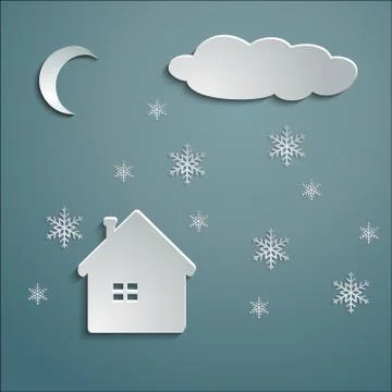 Paper house winter Stock Illustration