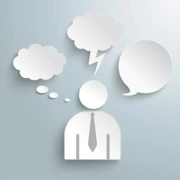 Paper human speech and thought bubbles Illustrazione stock