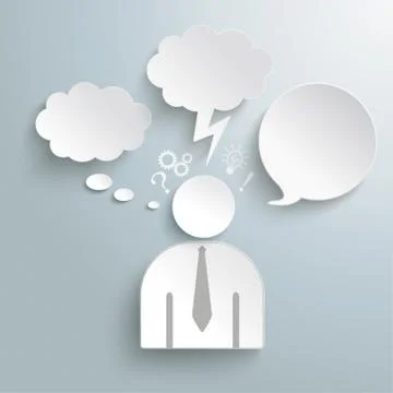 Paper human speech and thought bubbles icons piad Stock Illustration