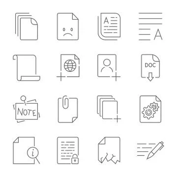 Paper icon, Document icon. Editable Stroke Illustrazione stock