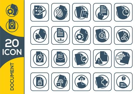 Paper icon, Document icon, Vector EPS10. Simple Set of Document Flow Manageme 库存插图