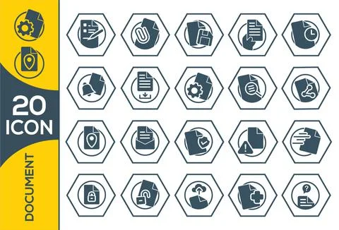 Paper icon, Document icon, Vector EPS10. Simple Set of Document Flow Manageme Illustrazione stock