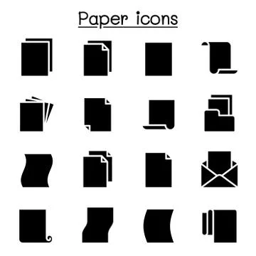 Paper icon set vector illustration graphic design Stock Illustration
