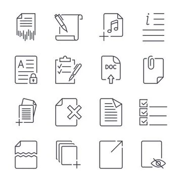 Paper icons. Document icons. Vector EPS10. Icon set with editable stroke 스톡 일러스트