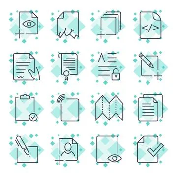 Paper icons, Document icons, Vector EPS10. Editable Stroke 스톡 일러스트