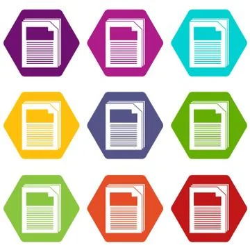 Paper icons set 9 vector Illustrazione stock