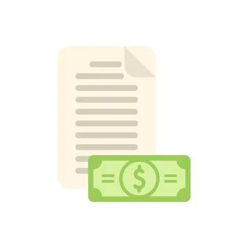 Paper invoice document with lines of text and dollar banknote representing a Illustrazione stock