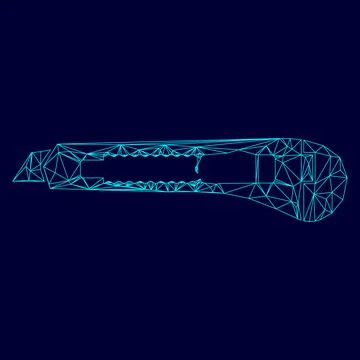 Paper knife low poly triangulation triangulated polygonal electric cyan blue  Stock Illustration
