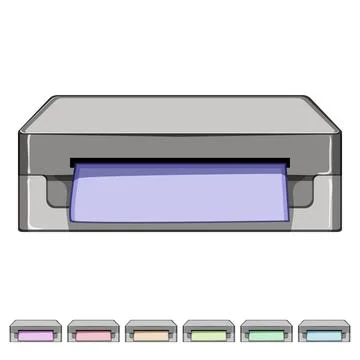 Paper label printer cartoon vector graphic Stockillustratie