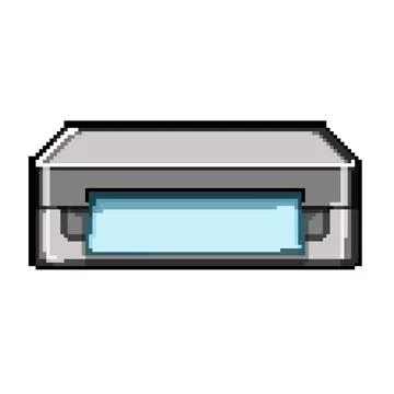 Paper label printer pixel art vector illustration Stock Illustration
