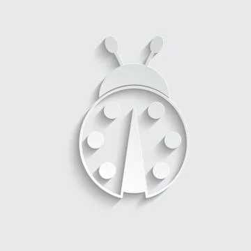 Paper ladybug  icon black vector sign Stock Illustration