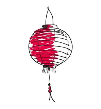 Paper lantern hand drawn icon Stock Illustration