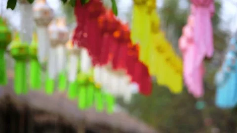 Paper lanterns hanging in the line Stock Footage 122645987