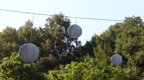 Paper Lanterns in the park Stock Footage 57638185