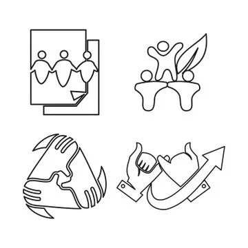 Paper leaf arrow Commitment Teamwork Together Outline Logo Stock Illustration