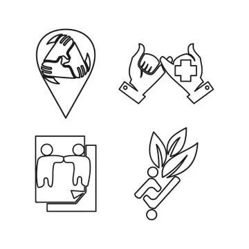 Paper leaf location Commitment Teamwork Together Outline Logo Stockillustratie