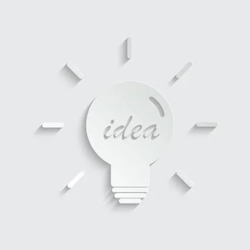 Paper Light bulb icon vector,  lamp icon logo. Idea icon, thinking, solution  Stock Illustration