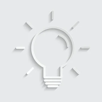 Paper Light bulb icon vector,  lamp icon logo. Idea icon, thinking, solution  Stock Illustration