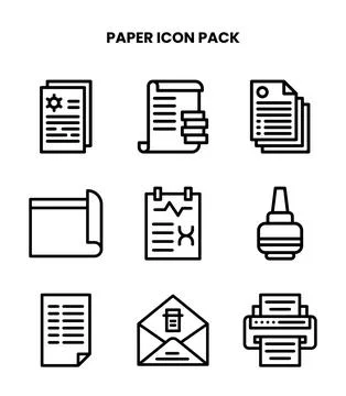 Paper Line Design Icons Pack Stock Illustration