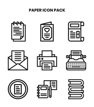 Paper Line Set Icons Pack Stock Illustration