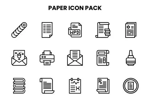 Paper Line Set Icons Pack 스톡 일러스트