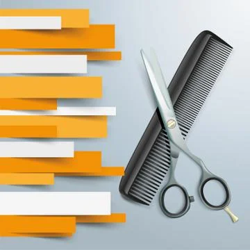 Paper Lines Scissors Comb Stock Illustration