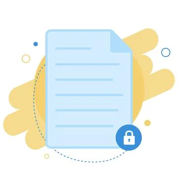 Paper list document with lock. Personal data information protection concept Stock Illustration