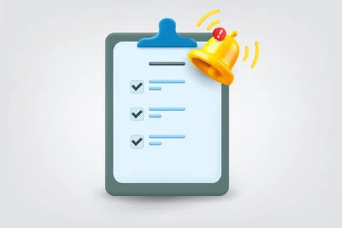 Paper list with ringing bell. Vector 3d illustration Stock Illustration