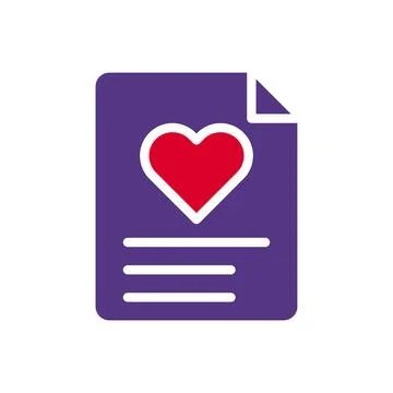 Paper love icon solid duocolor red purple style valentine illustration symb.. Stock Illustration