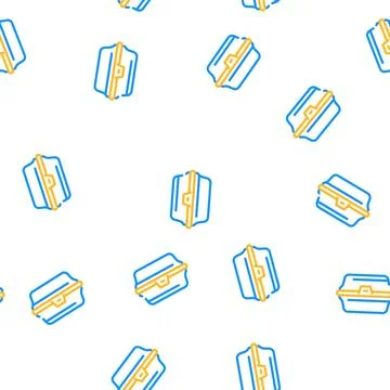 Paper lunchbox vector seamless pattern color Stock Illustration