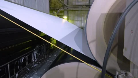 Paper machine paper glossing drums. Paper production Stockbeeldmateriaal 325727297