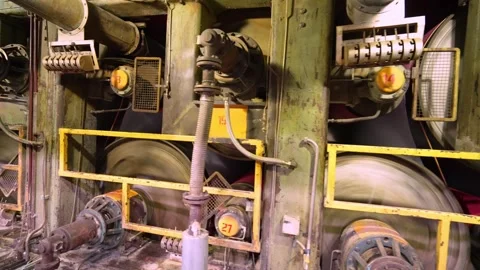 A paper machine for the production of white paper. Drying shafts for paper Video stock 301975697